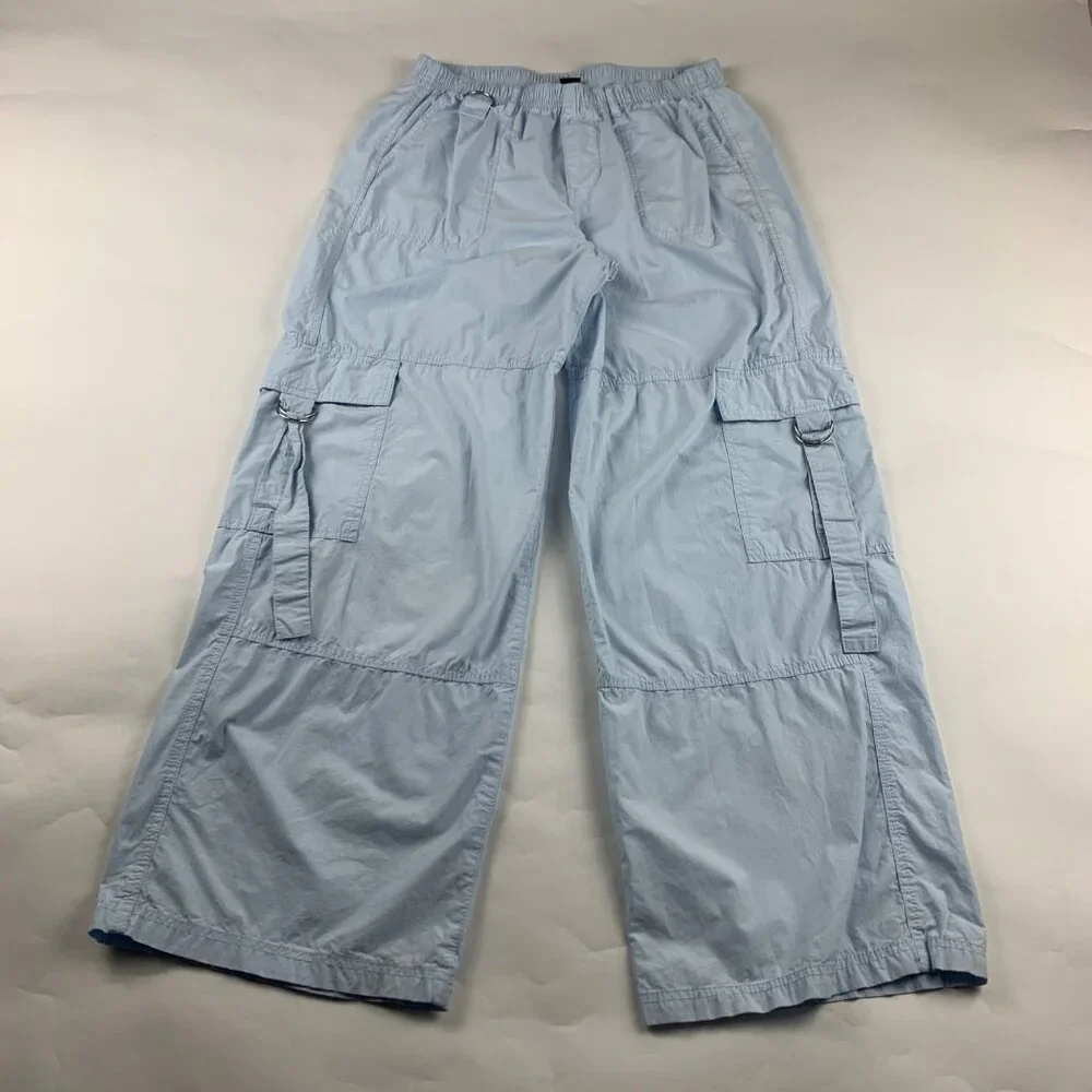 Wild Fable Light Blue Cotton Wide Leg Cargo Pant M - Picture 1 of 6